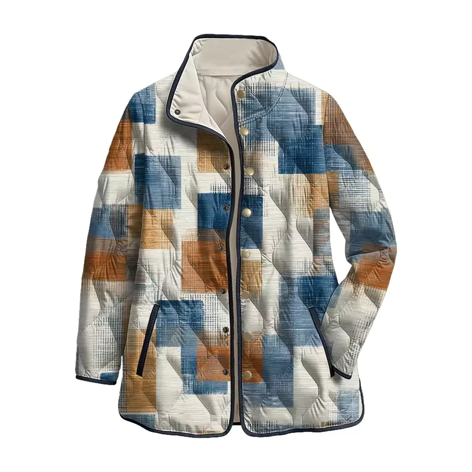 

Fashion Warm Cotton-Padded With Round Neck Women'S Fashion Printed Thickened Down Casual Women Fleece s