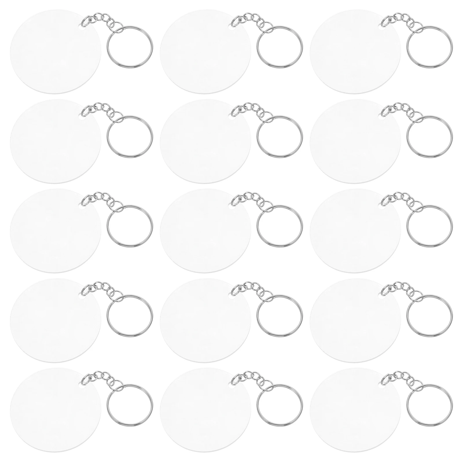 

30 set Acrylic Blanks Keychain Diy Kit Decorative Blank Keychains For Crafting Durable Portable Circle Key Pendant Supplies