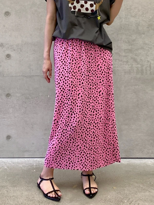 

Faionable Leopard Print Midi Skirt High Waist Slimming Versatile Women's f-length A-line Skirt for Summer 2025