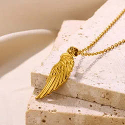 Stainless Steel Angel Wing Pendant Necklace Women Men Jewelry Gold Color Wings Choker Necklace Gifts For Her