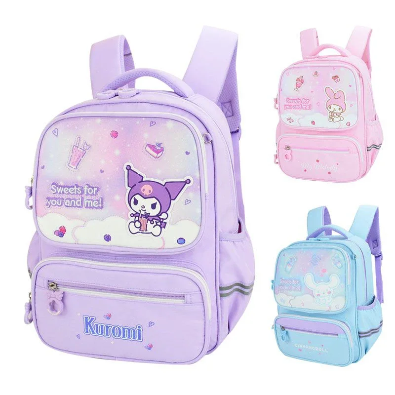 

Sanrioed Kuromi Melody Cinnamoroll Hello Kitty Детский рюкзак, милый школьный портфель, Студенческая мультяшная вместительная сумка через плечо, подарок