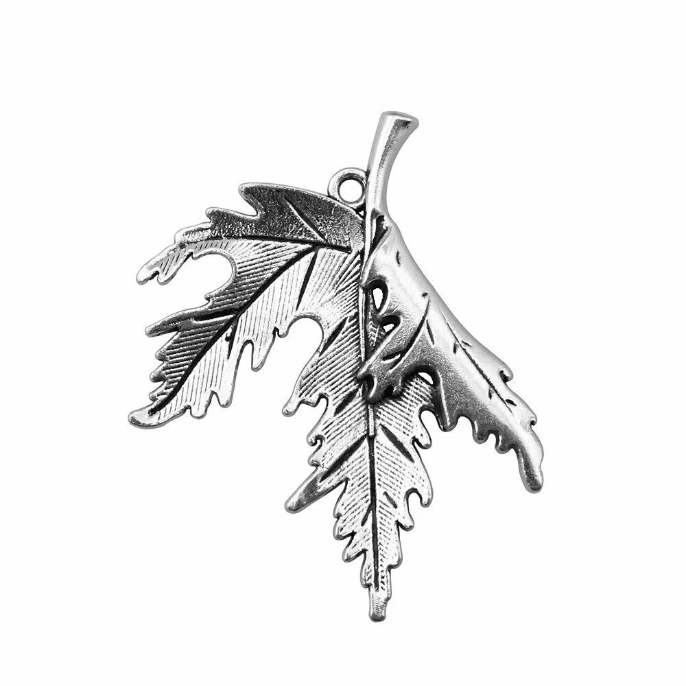 4pcs 2 Colors Antique Bronze Antique Silver Color Charm Maple Leaf Maple Leaf Charm Maple Leaf Pendant 45x55mm