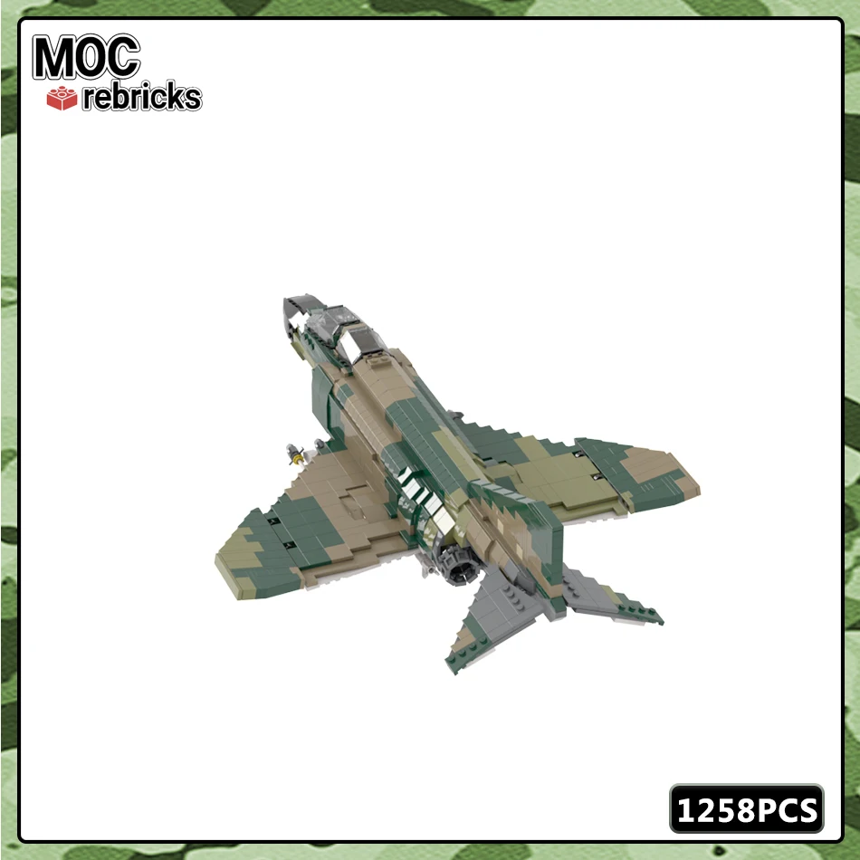 MOC Military Series F-4C Phantom II Heavy Air Defense Fighter Building Block Model Set DIY Boy Toys Hobbies Holiday Gifts