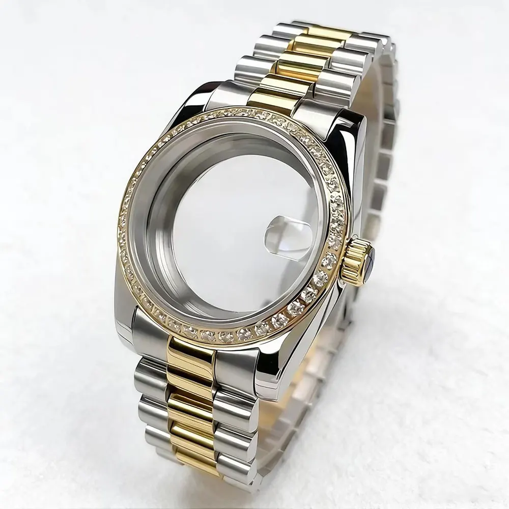 

Корпус часов NH35 с серебряным покрытием и бриллиантами, из нержавеющей стали 316, сапфировое стекло, 36 мм, 39 мм, подходит для циферблата 28,5 мм.