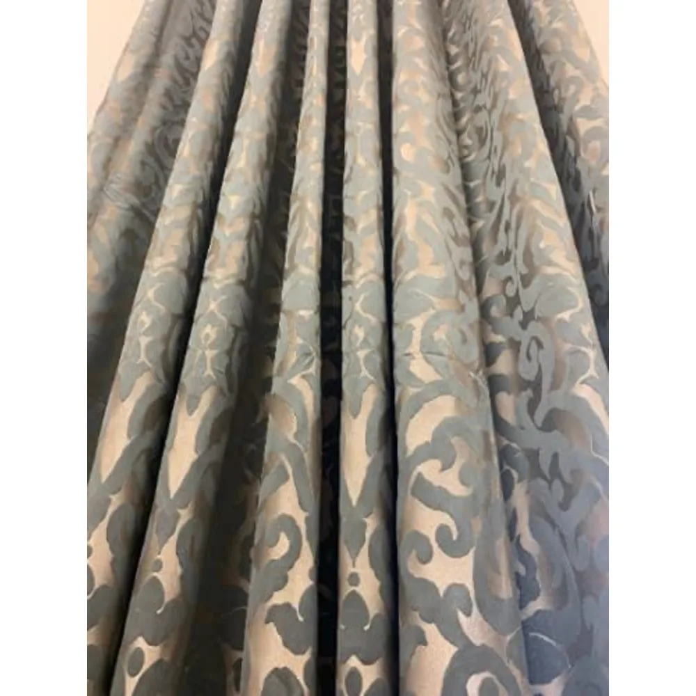 Tende jacquard extra lunghe con motivo floreale blu e beige con passacavo superiore, lunghezza 16-20 piedi, larghezza 100 pollici, 2 set