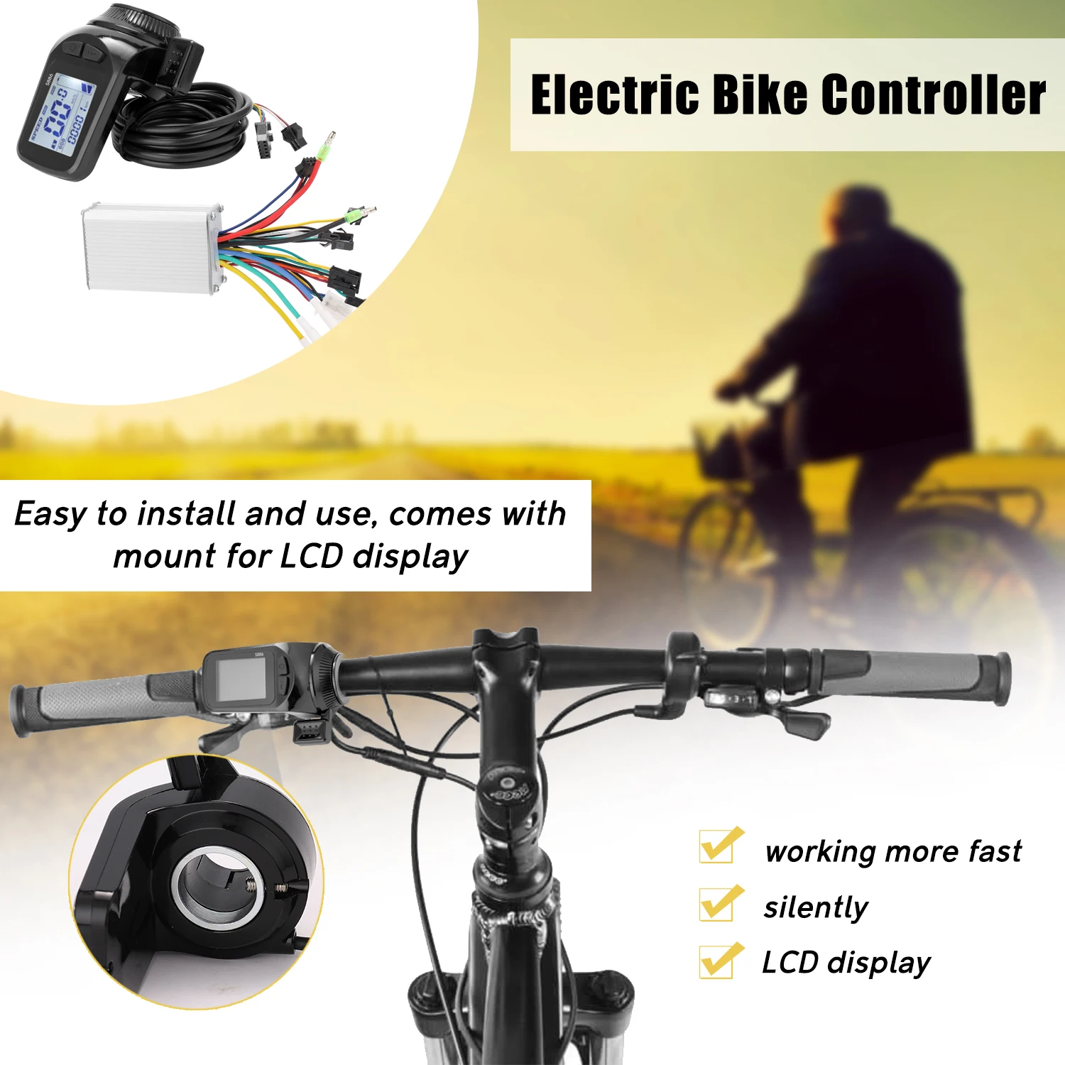 Picture 3: 350W Motor Brushless Controller LCD Display Panel Thumb Throttle Easy Using Electric Bicycles Scooter Brushless Controller Kit