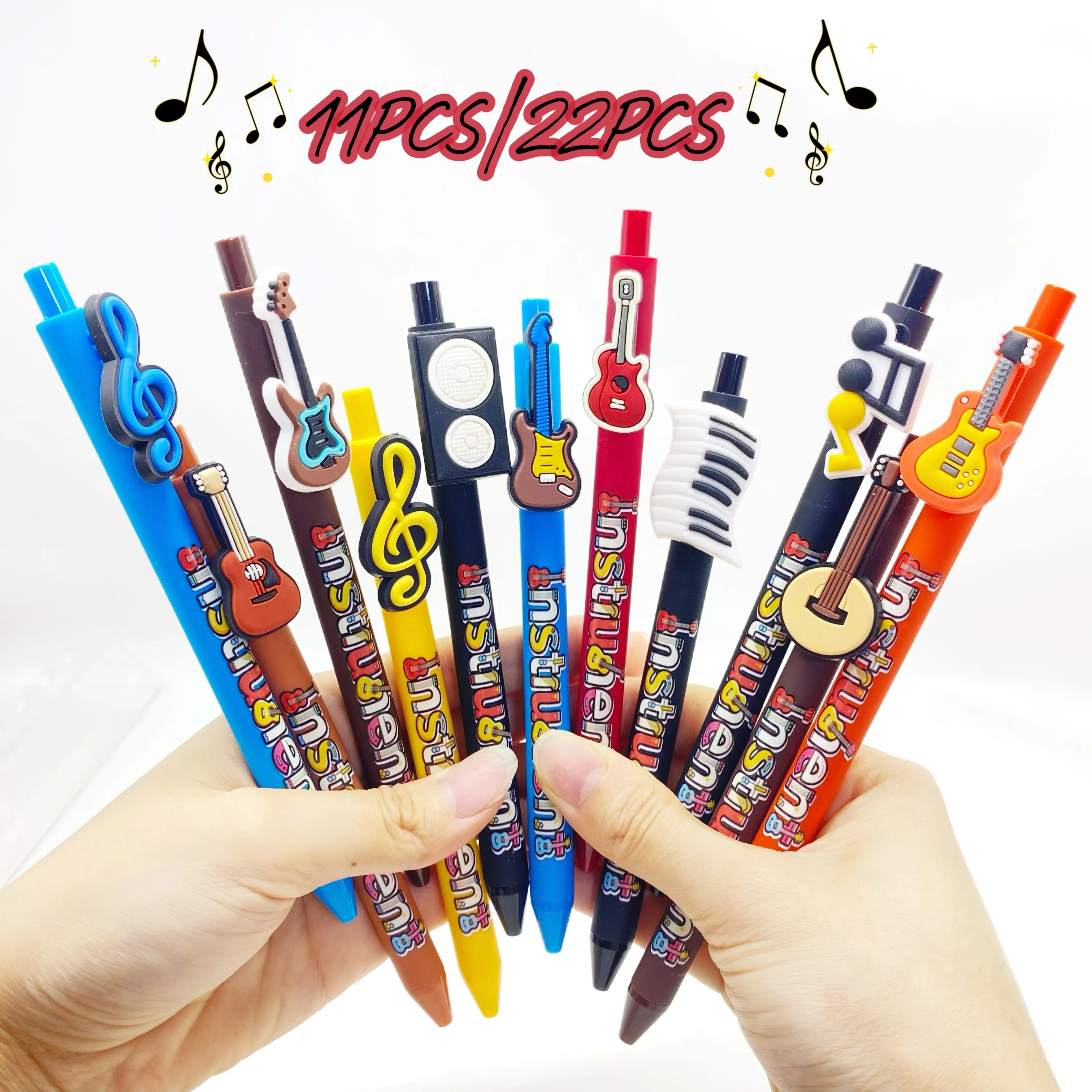 

11PCS/22PCS Music Instrument Themed Ballpoint Pens Student Supplies Creative Personality Pocket Decorations School Season