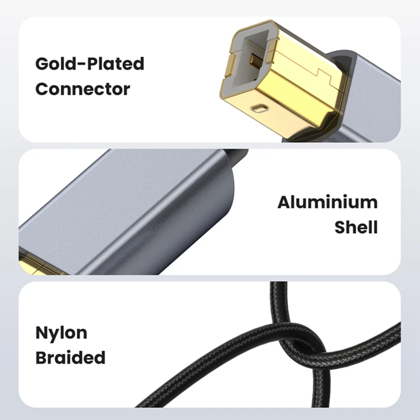 10M 5M 3M Kabel USB do drukarki USB typu B męski do męskiego USB2.0 do drukarki etykiet Canon Epson HP ZJiang Kabel USB 2.0 do drukarki — zdjęcie produktu 6