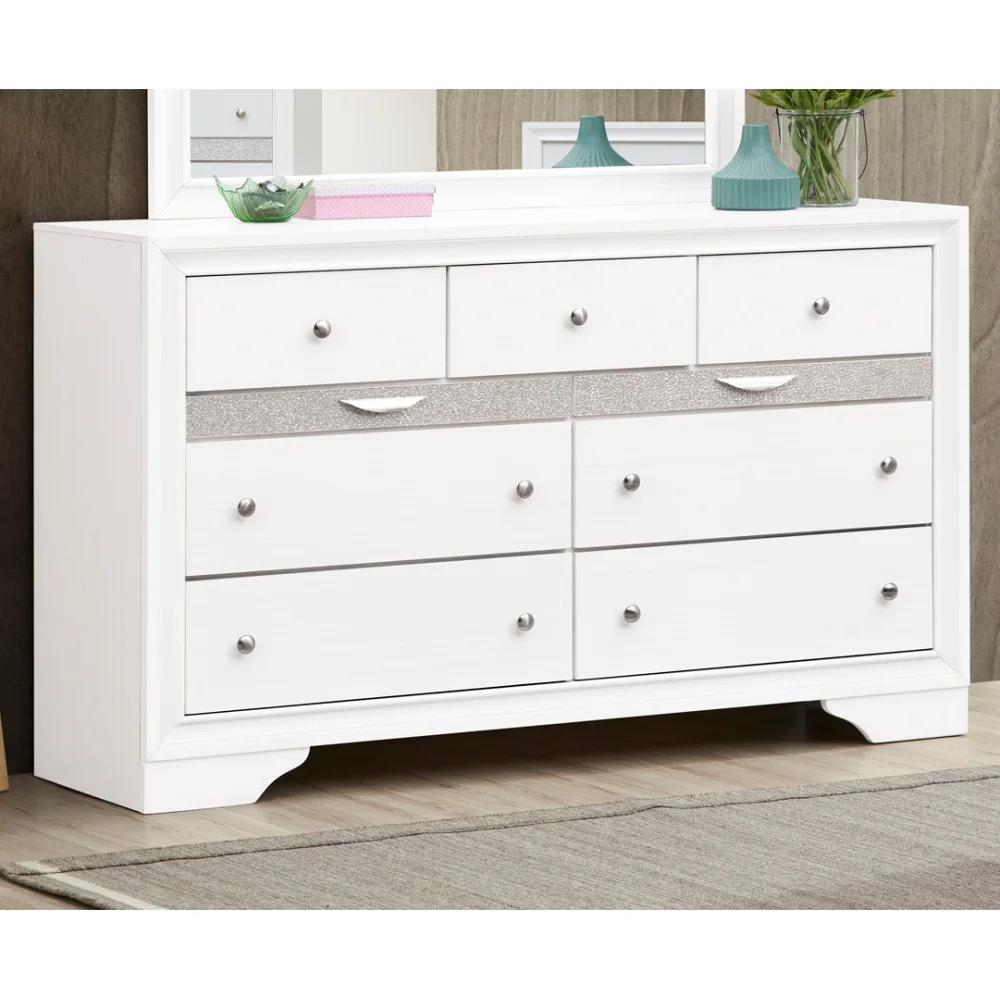 

Wood 9-Drawers Bedroom Dresser in White,Suitable for living room and bedroom,Freestanding Makeup Vanities