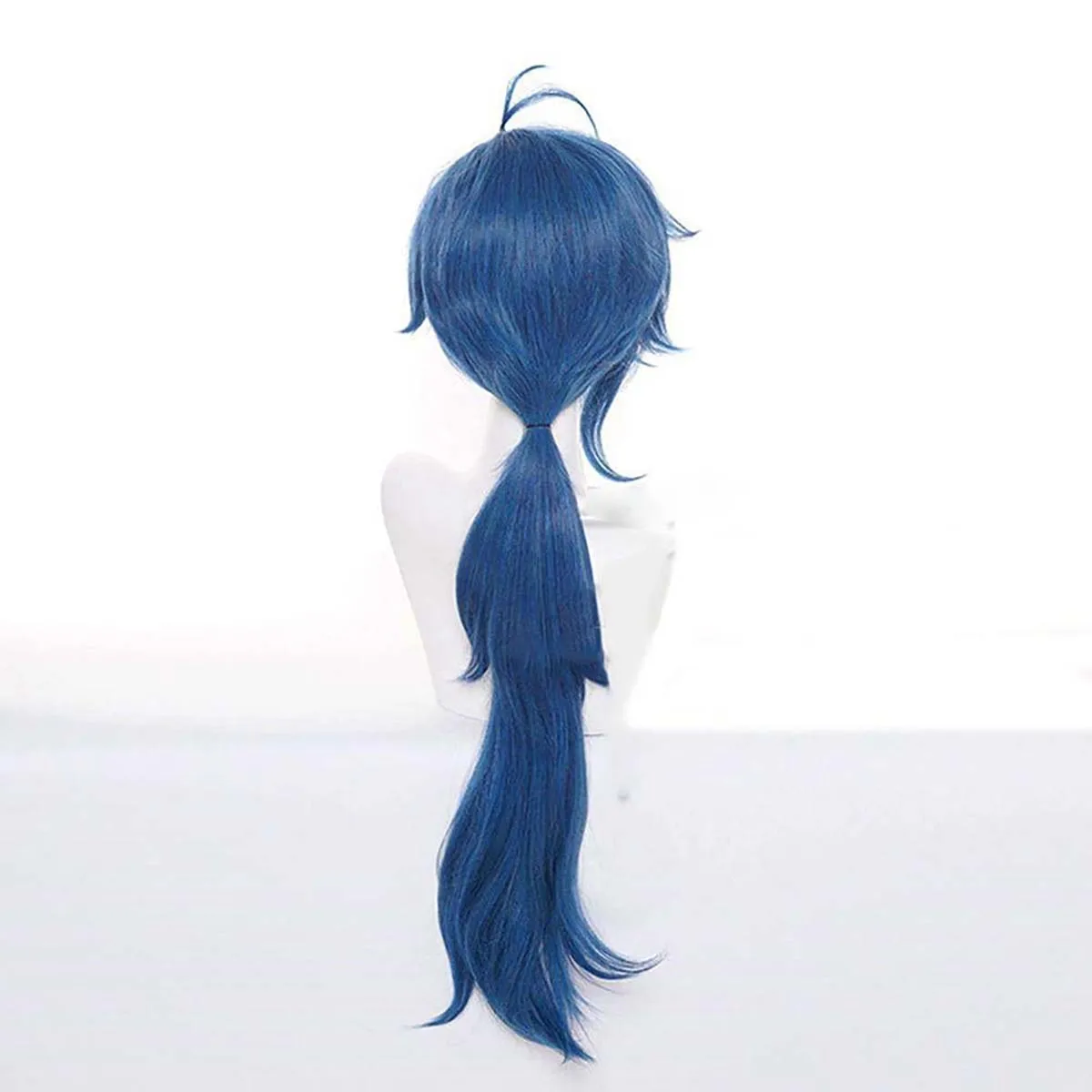 Male Game Genshin Impact Kaeya Blue Long Curly Ponytail Wig