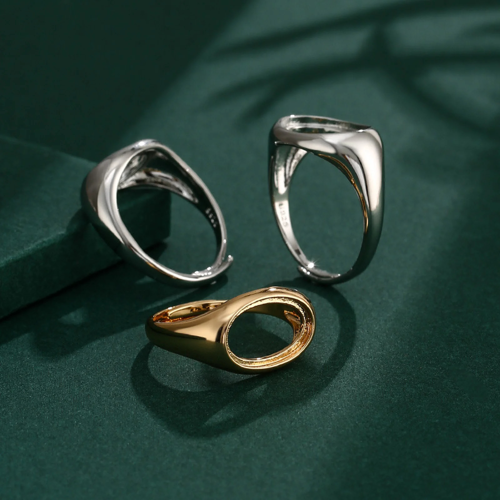 2Pcs/lot Adjustable Copper Ring Blank Fit Settings Oval Cabochons Cameo DIY Rings Jewelry Making Accessories