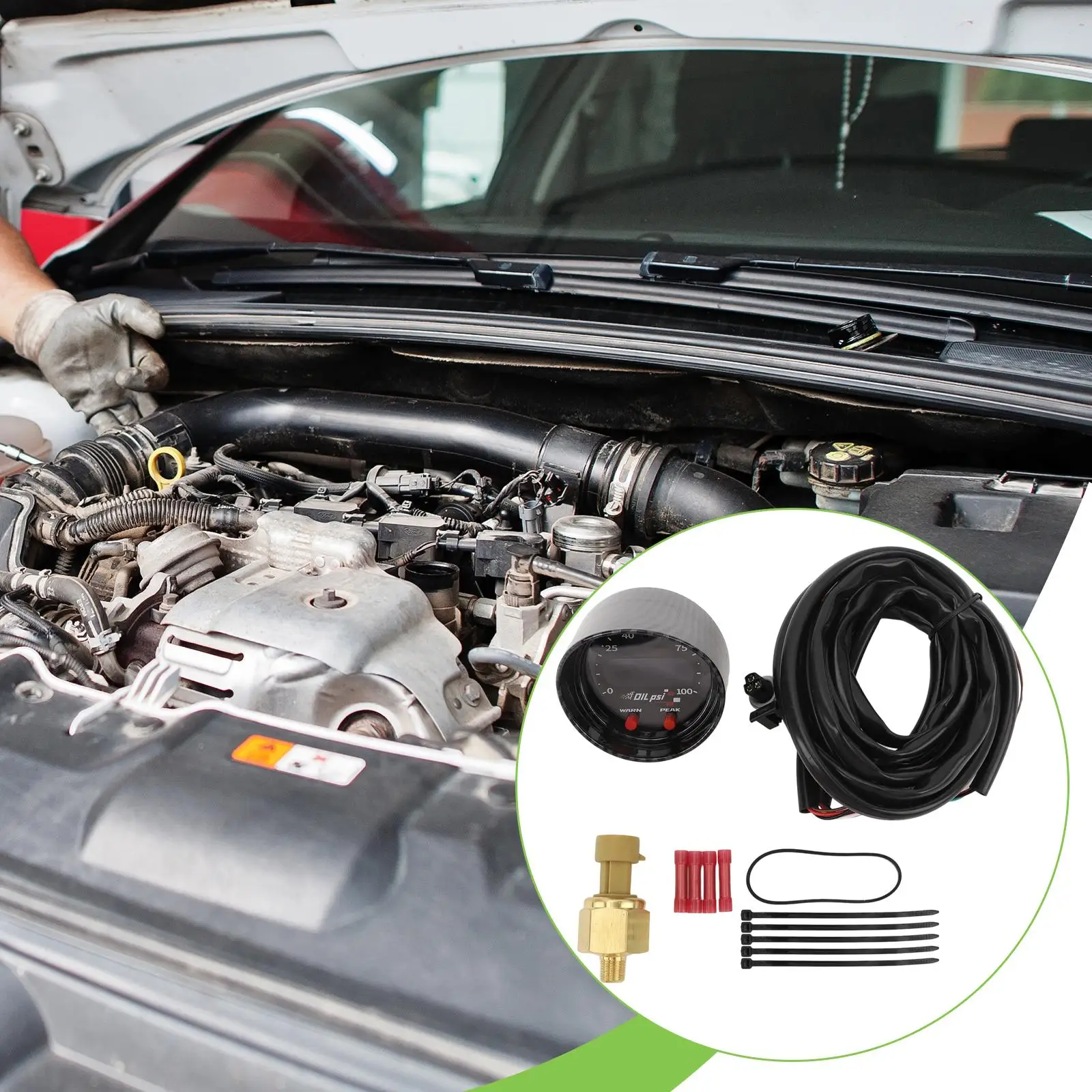 

Oil Fuel Pressure Gauge High Accuracy Replace Parts with Auto Brightness Lightweight Professional Automotive Accessories 30-0301