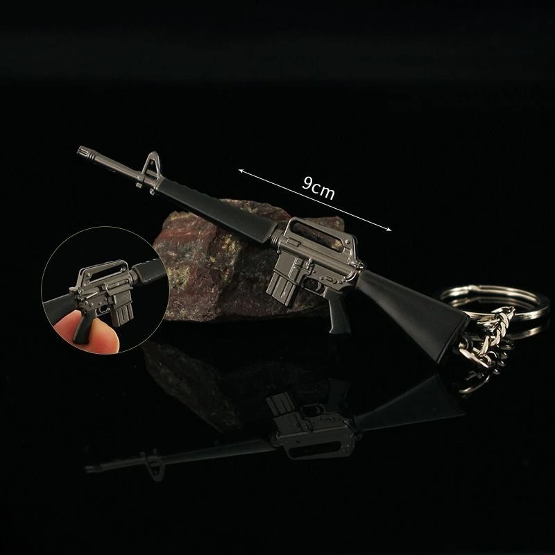 PUBG Pendant Merchandise Mini M16A1 Gun Model Alloy Keychain Guns Student Toy Ornament Props view 2