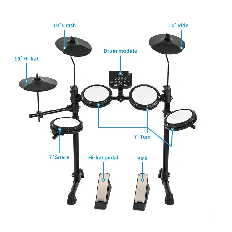 

MD200A Awesome Kit Musical Drums Instruments Set Wholesale Electronic Drum Set For A Beginner
