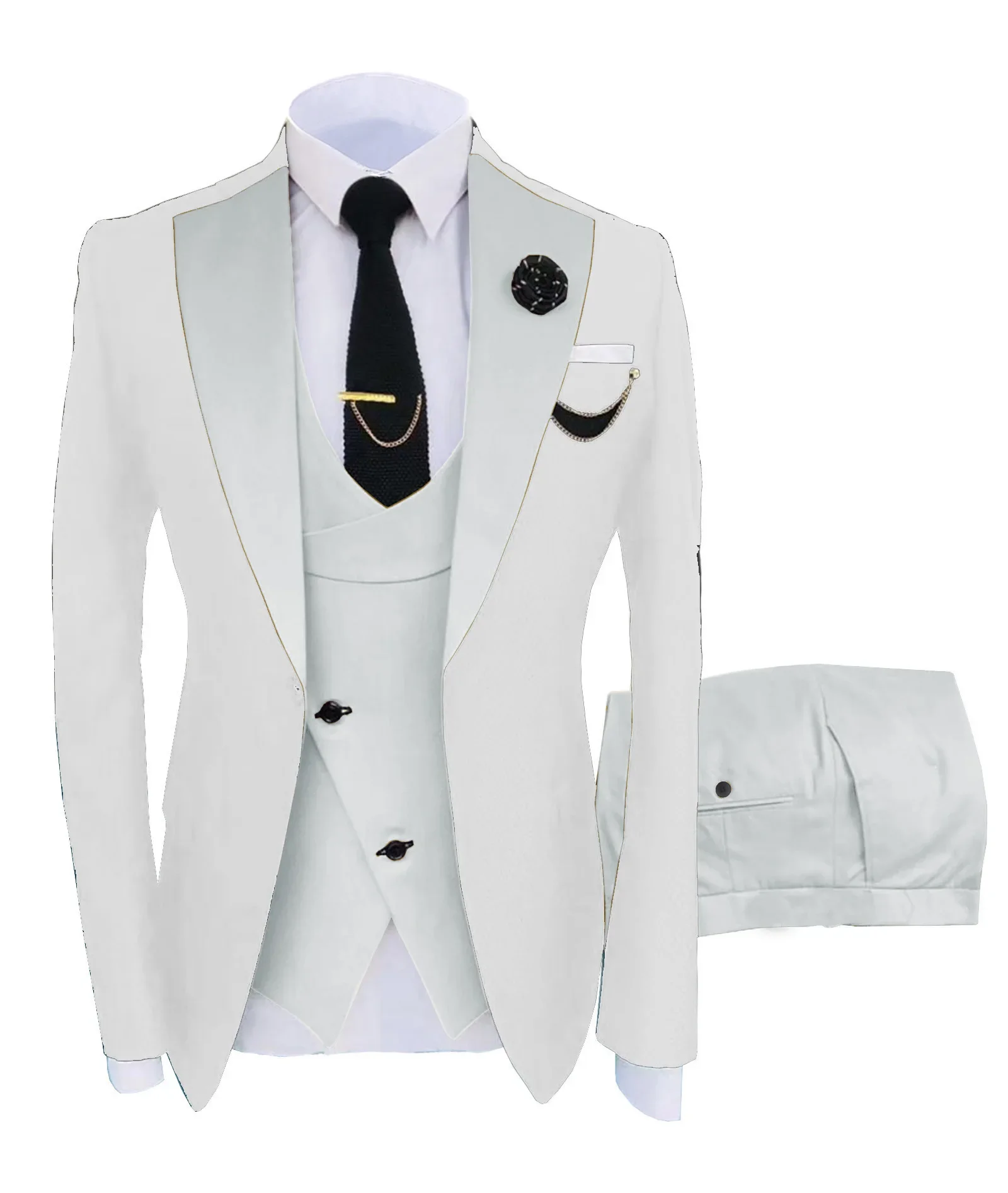 

B347-Men's suits Korean style suits Slim white professional best man groom dress