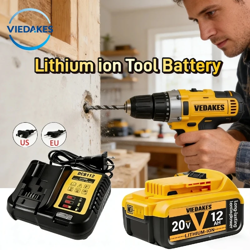 

Original 20V 8.0/10.0/12.0AH battery, 100% Compatible with Dewalt DCB200 DCB205 DCB206 DCB181, Suitable for Dewalt 20V battery