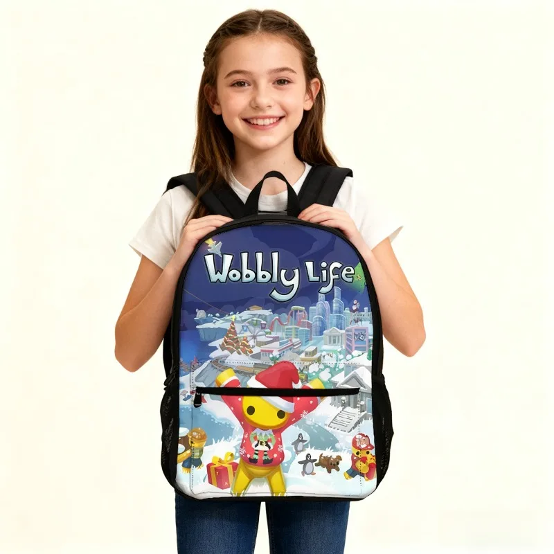 

Hot Game Wobbly Life Series Backpack Cartoon Characters Print Cute Lightweight Backpack Boys and Girls Birthday Gifts