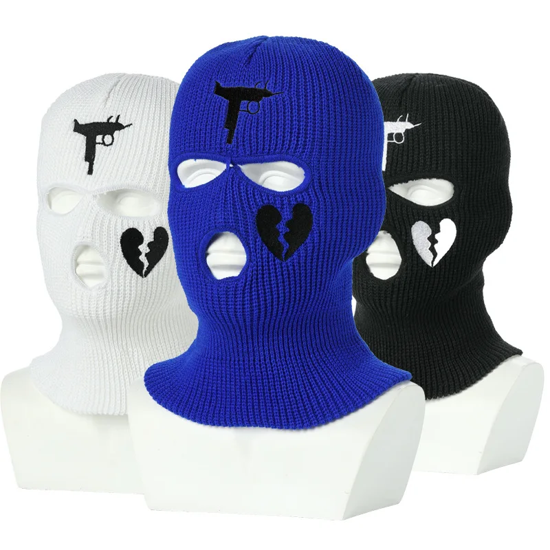 

Mask 3-Hole Knitted Full Face Cover Winter Balaclava Ski Face Cover Aldult Thermal Knitted Headwrap Custom Ski Mask Hat