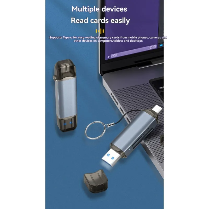 AY14 -Dual Interface USB 3.1 & Type C SD/TF Card Reader - Aluminum Alloy, Multi-Device Compatibility