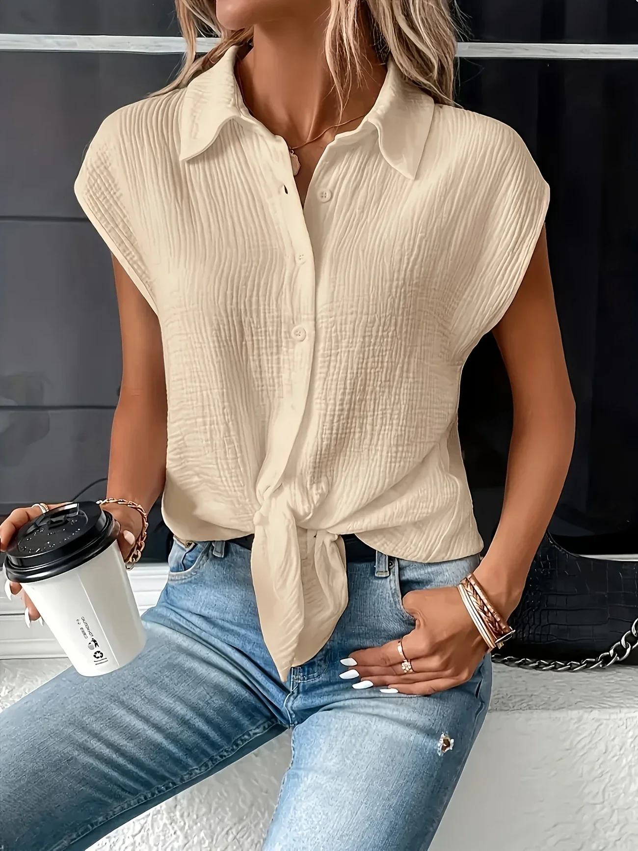 

Plus Size 0XL-5XL Long Sleeve Beige Batwing Blouse for Women Blouse Ladies Casual Loose and Simple Long Sleeved Shirt