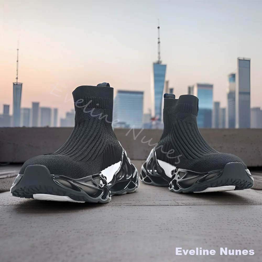 

Breathable Mesh Comfortable Versatile Sneakers Men Air Cushion Base Height Increasing Platform Stretch Shoes Slip On Casual Boot