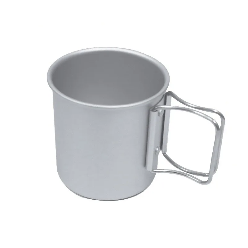Caneca de acampamento de alumínio ultraleve 350ml com alça dobrável copo durável sem ferrugem para caminhadas ao ar livre, viagens e café