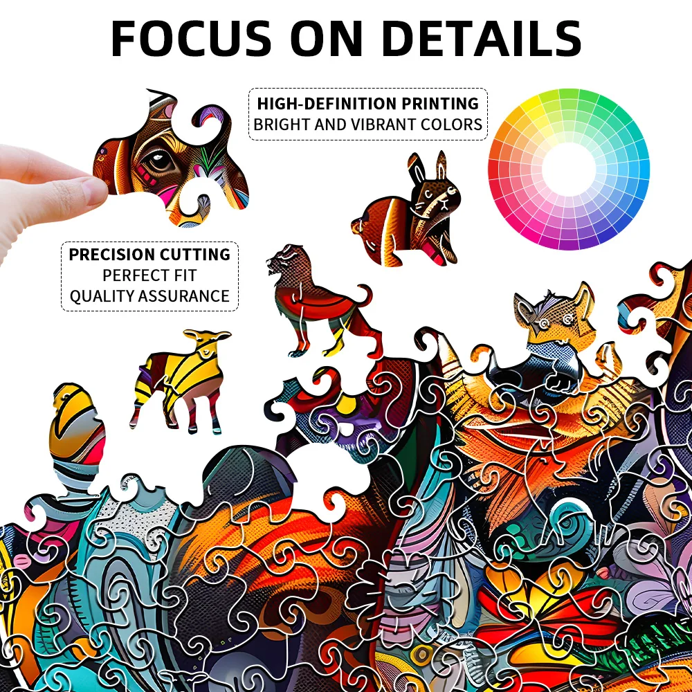 Wooden Puzzles for Adults,Dog Wooden Animals Shaped Puzzles,Unique Shaped Jigsaw Puzzles,Magic Wooden Jigsaw Puzzles