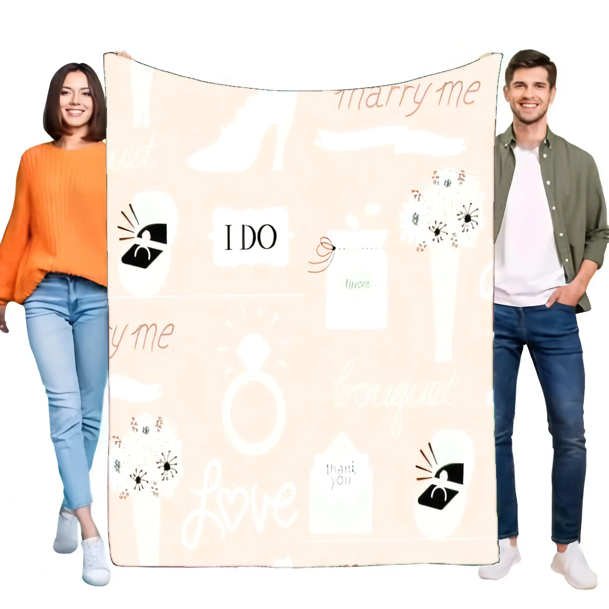 Wedding Celebration Blanket Soft Comfy Throw for Bride Groom Cozy Home Decor Perfect Gift for Engagement and Marriage Events