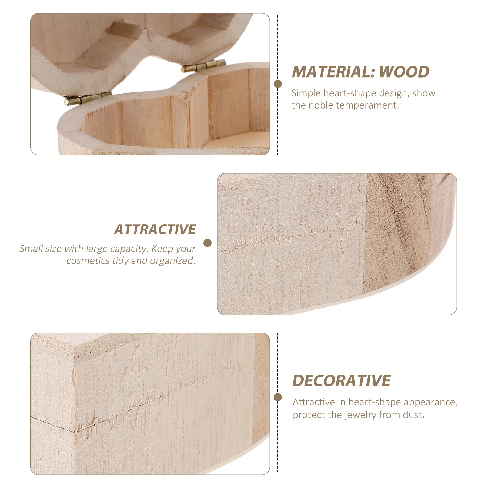 

Heart-Shaped Wooden Storage Box Compact Jewelry Case Large Capacity Makeup Organizer for Desktop Girls Women Storage Box