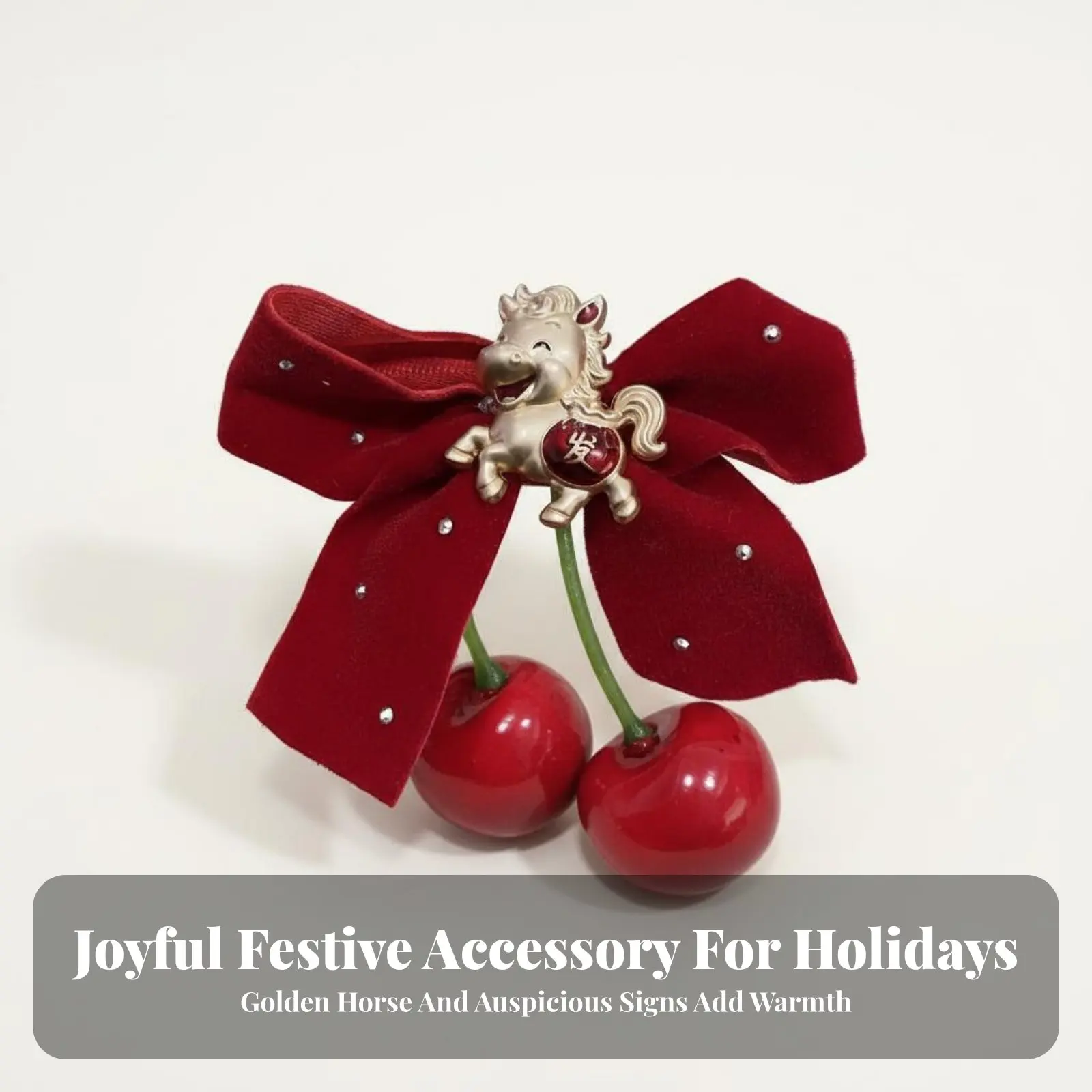 

Cherry Hair Hair Accessory Three-Dimensional Fruit Accent Cherry Ribbon Hair Hair Accessory Sweet Design Secure Hold for Women