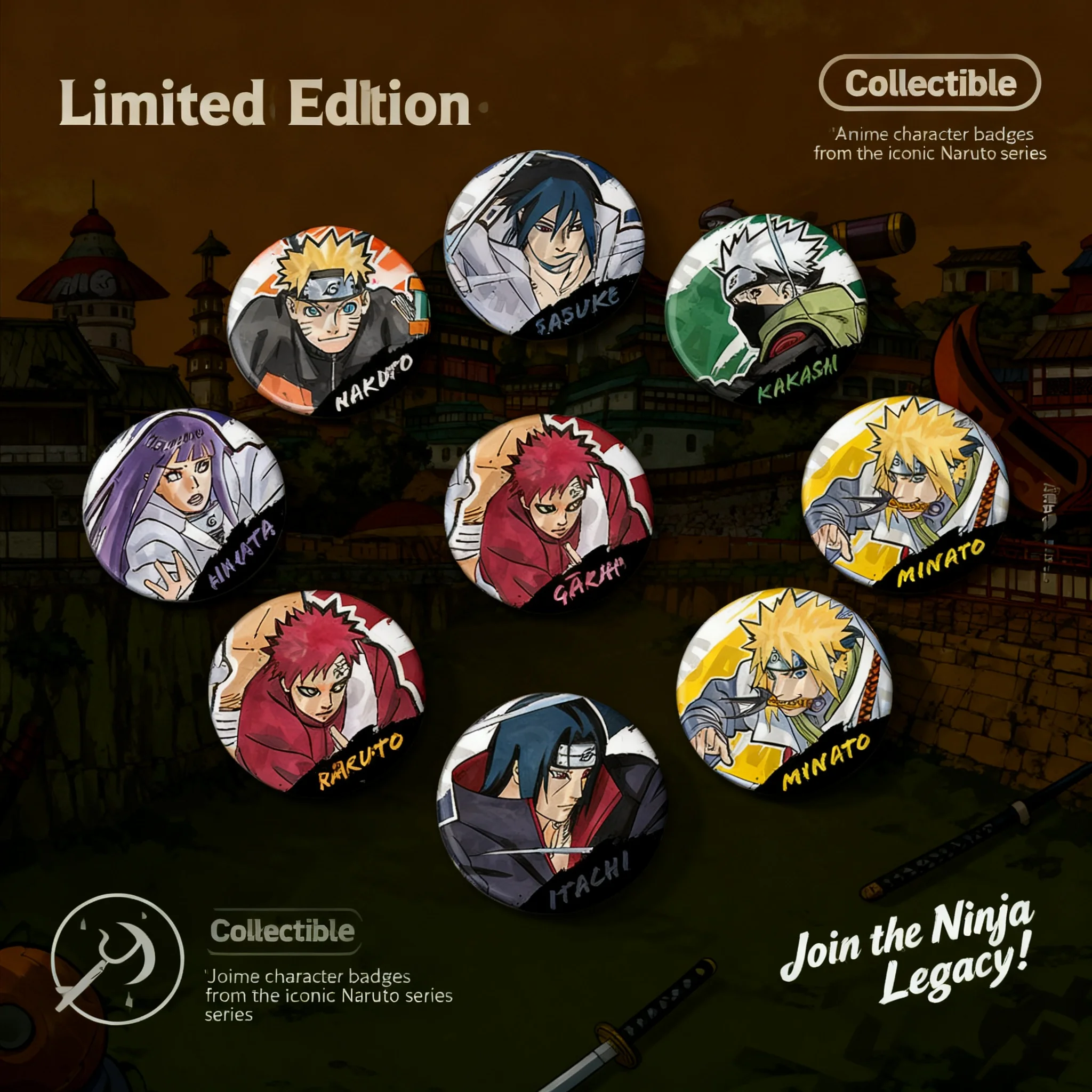 Colección de Accesorios de Cosplay de Anime Naruto: Set de Insignias, Broches y Llaveros de Uchiha Itachi, Kakashi, Sasuke, Deidara, Sakura, Hinata – Regalo Ideal
