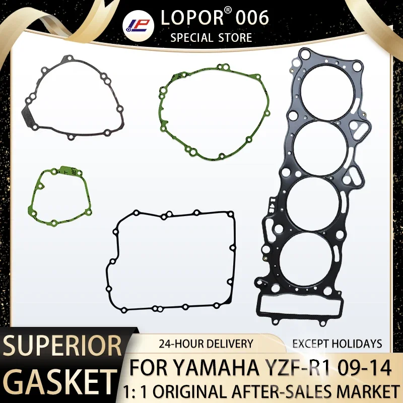 

LOPOR Complete Motorcycle Engine Cylinder Crankcase Clutch Starter Generator Oil Pump Cover Gasket Set FOR YAMAHA YZF R1 09-14