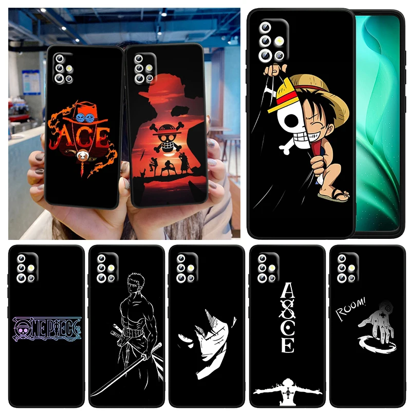 One Piece Anime Cartoon For Samsung A53 A52 A33 A32 A51 A71 A21S A13 A73 A50 A22 A23 A03 A72 A54 A12 A05 A15 5G Black Phone Case