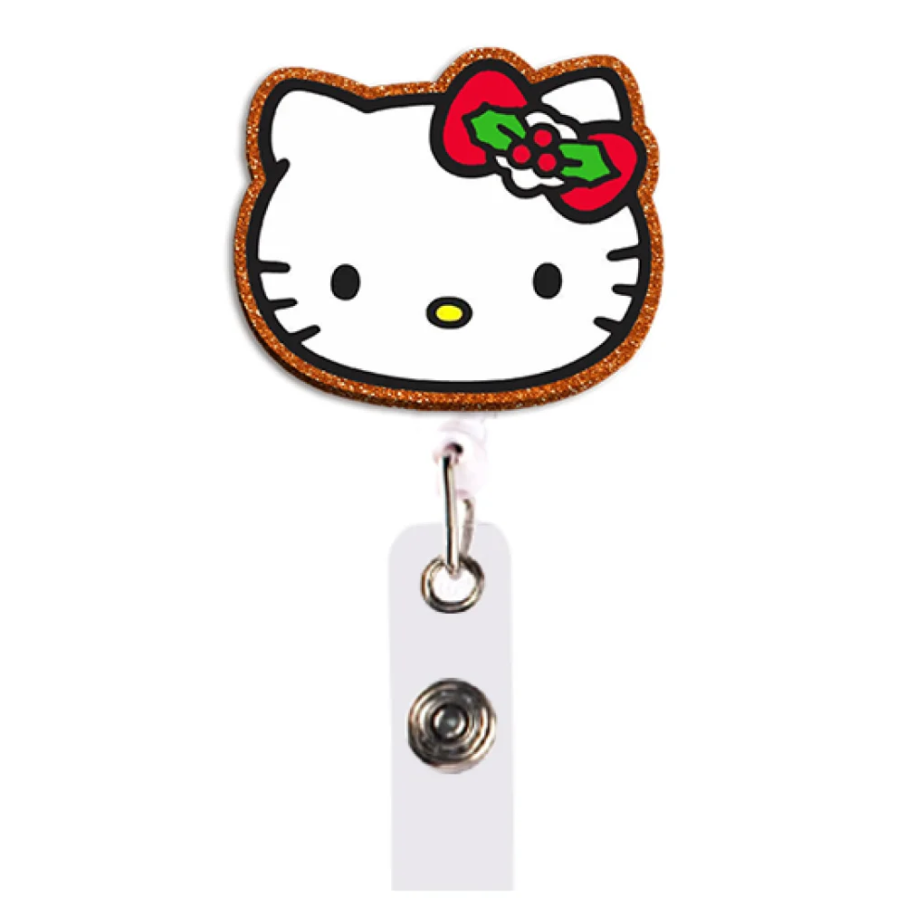 S Cat Color Glitter Acrylic Reel Clip Badge Reel Retractable with Alligator Swivel Clip PVC ID Badge Holder for Nurse Doctor Gif - view 6