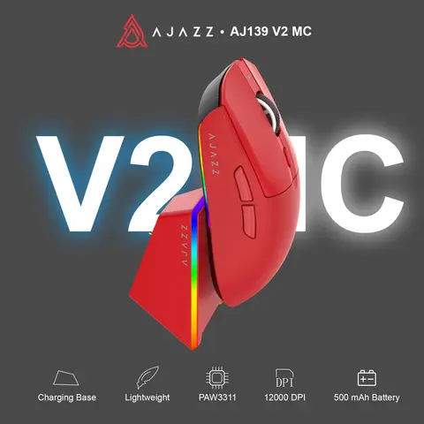 AJAZZ AJ139 V2 MC Symmetrical Ergonomic Wired Gaming Mouse, High Accuracy Sensor, Durable Switch Lightweight PC Esports Mouse