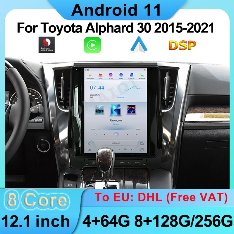 

Автомобильный мультимедийный экран Tesla для Toyota Alphard 30 2015 - 2021 GPS-навигация CarPlay Android Авто Аудио Видео плеер Qualcomm DSP