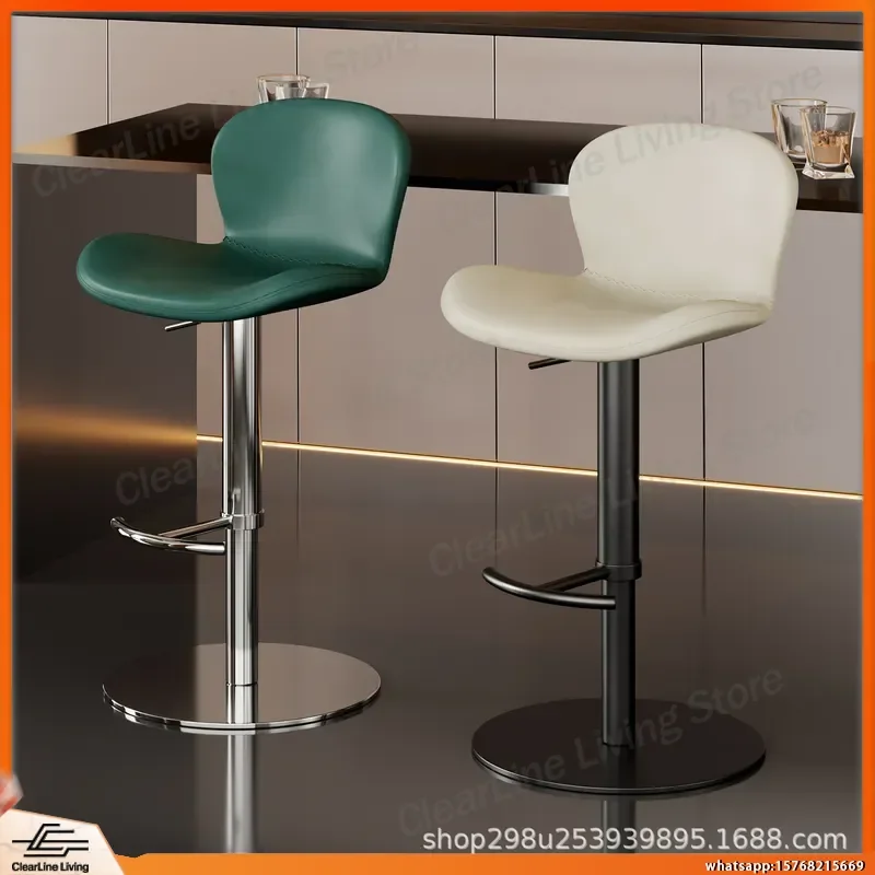 

Bar Stool Adjustable Height Swivel Bar Chair with Backrest for Kitchen Counter Dining Room Pub Commercial Bar Stainless Steel