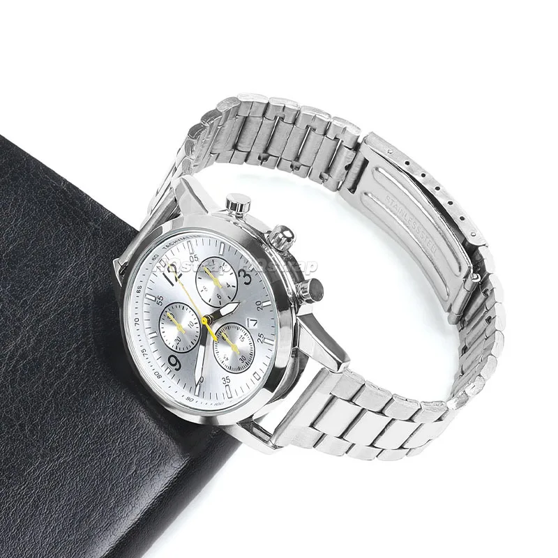 Correa Universal de acero inoxidable, pulsera de Metal con hebilla plegable, repuesto de boca plana, 12mm, 14mm, 18mm y 20mm