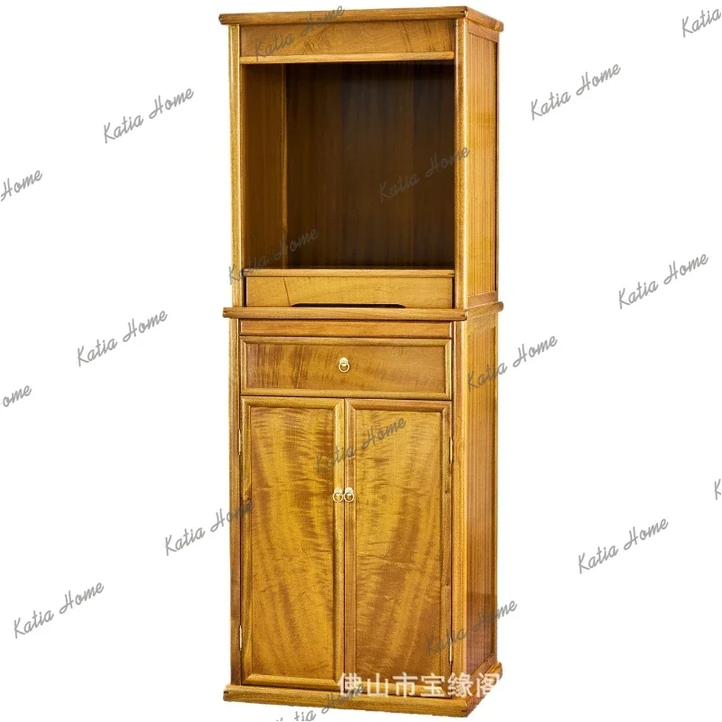 FG   Golden nanmu Buddhist shrine household Shentai new Chinese solid wood vertical cabinet Guanyin God of Wealth offering cabi