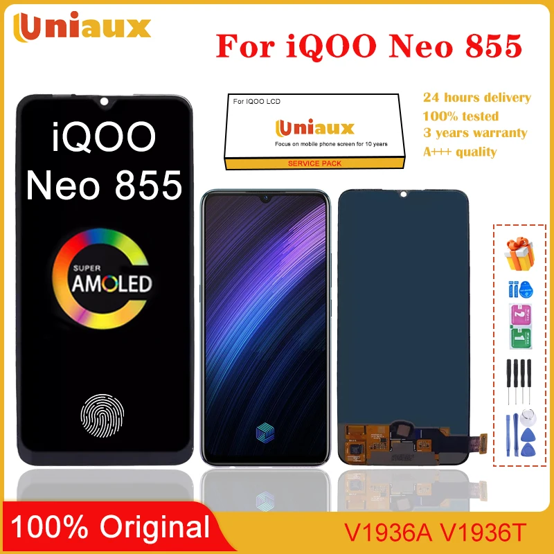 

6.38" Original AMOLED For Vivo iQOO Neo 855 V1936A V1936T LCD Display Touch Screen Digitizer Assembly Replacement for NEO 855