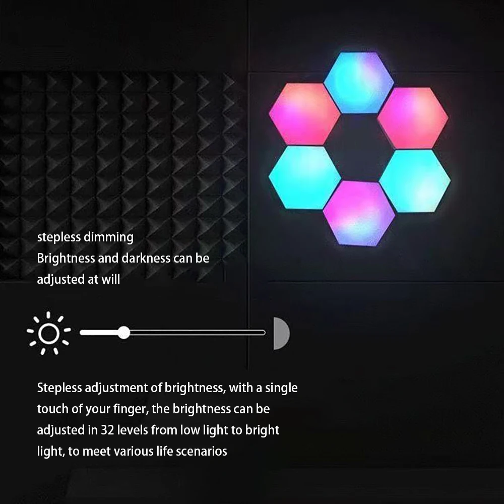 RGB LED Quantum Lamp Hexagon Light DIY LED Wall Lamp Touch Sensor LED Night Light Colorful For Home Decoration Desk Light 5V USB