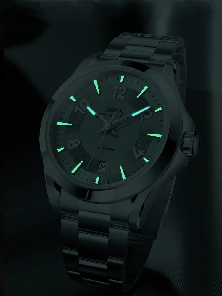 جديد LOBINNI ساعة رجالية العلامة التجارية الفاخرة 41.5 مللي متر ساعة اليد الميكانيكية التلقائية 50 مقاوم للماء الياقوت مضيئة تاريخ ميوتا 8215