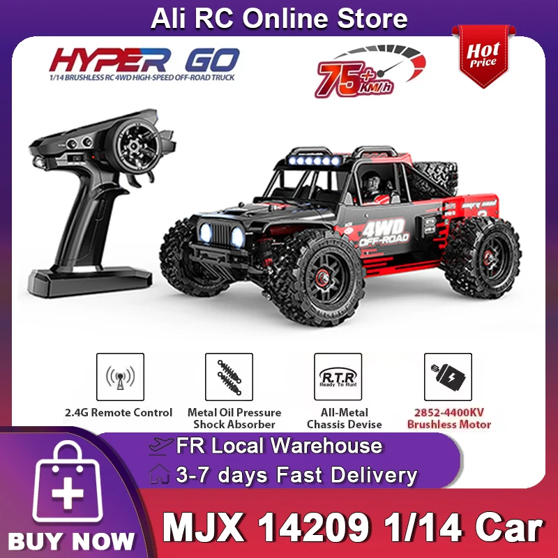 MJX HYPER GO 14209 V3.0 1/14 Samochód RC Bezszczotkowy 2.4G zdalnie sterowany 75 km/h 4WD Szybki terenowy samochód wyścigowy RC hobby Elektryczna zabawka Prezent dla chłopca