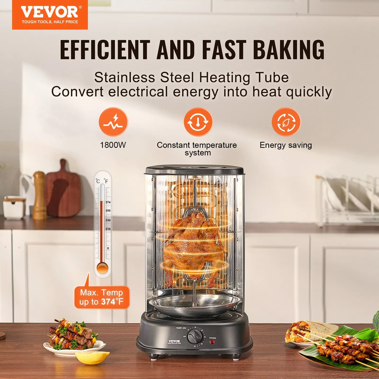 

Stainless Steel Shawarma Grill Machine Vertical Gyro Rotisserie Doner