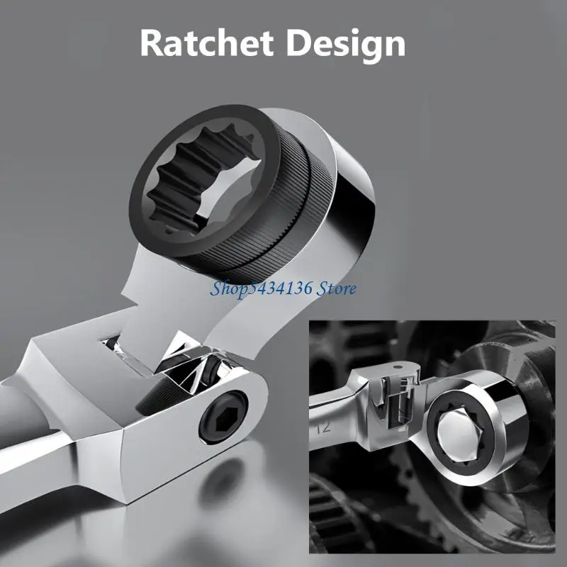 

H7ED Car Auto Tuning Part 10mm Ratchet Wrench Keychain with 180° Rotating Head for Easy Access Tight Space Lightweight