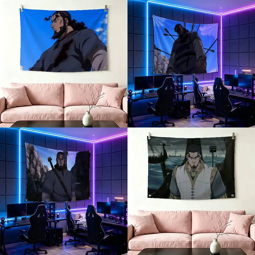V-Vinland Saga Thors Snorresson Flags Wall Hanging Tapestry Outdoor Garage Room Decorative flag Background Blanket