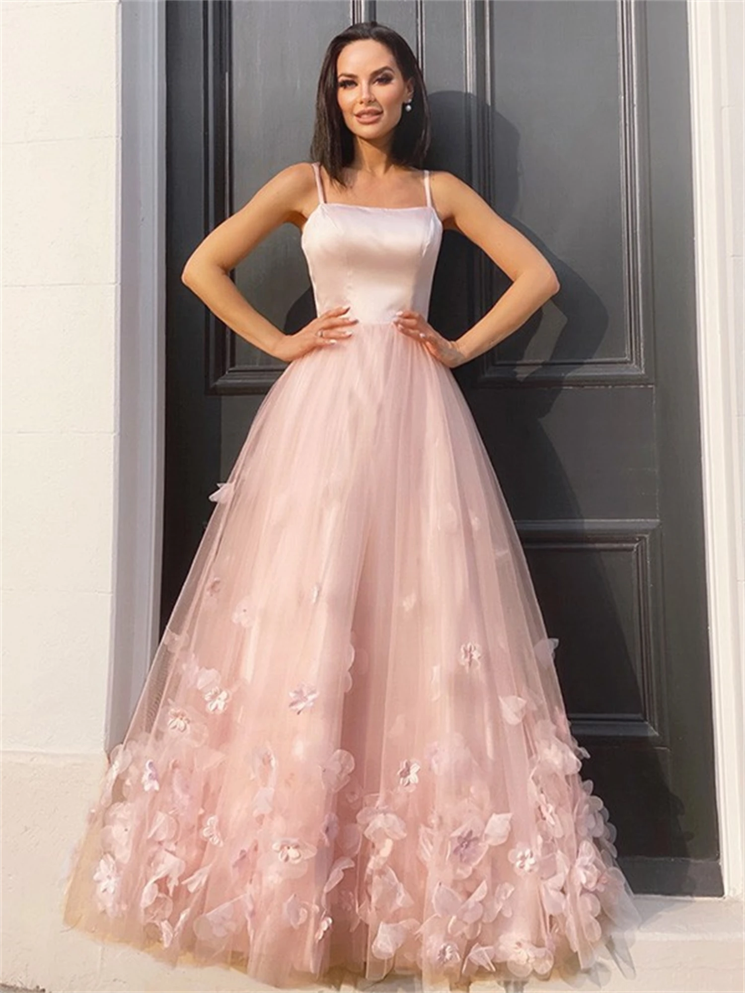 Aileen 3D Flowers Ball Gowns Long Wedding Party Dress Women Elegant Luxury Evening Dresses 2025 Pink Graduation Gown Customized