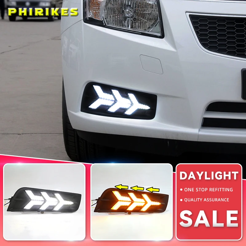 

DRL Daytime Running Light fog lamp cover with yellow turn signal For chevrolet cruze 2009 2010 2011 2012 2013 2014