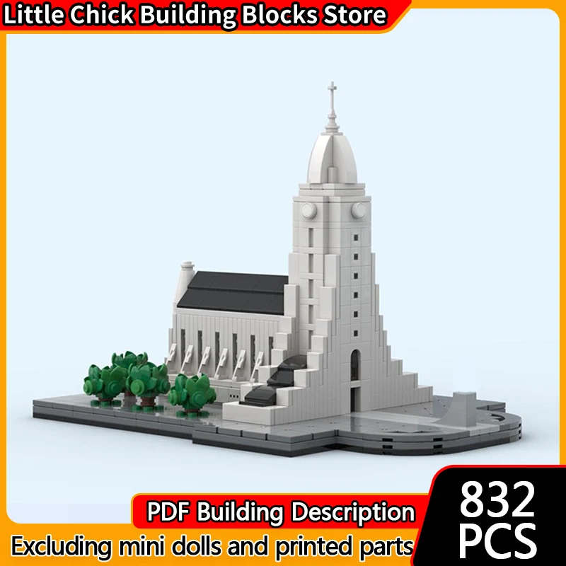 

Модель City Street View MOC, строительные кирпичи Hallgrímskirkja, модульная технология, детские праздничные подарки, сборные игрушки, костюм