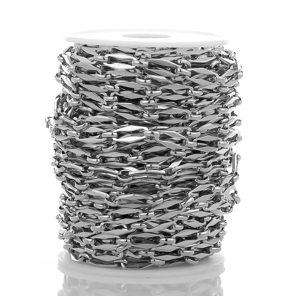 1 Meter Stainless Steel Gold Color Flat Bulk Chains DIY Jewelry Making Crafts Necklace Findings Handmade Supplies Accessories